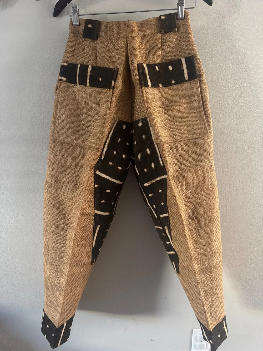 Men's Patterned Hemp Blend Tapered Pants - Brown